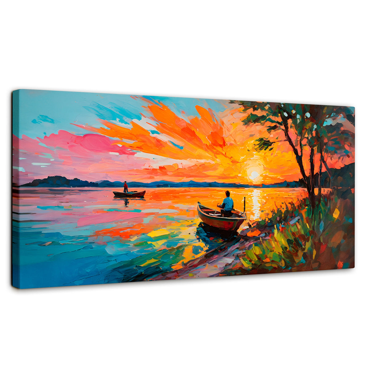 Cuadros Decorativos Canvas Revolution | Atardecer Lago | Panoramico | Portada | Marco SinMarco
