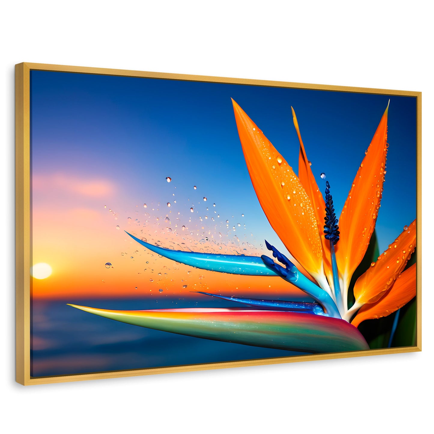 Cuadros Decorativos Canvas Revolution | Ave De Paraiso Vivo | Rectangular | Portada | Marco Dorado