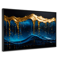 Cuadros Decorativos Canvas Revolution | Azul Dorado | Rectangular | Portada | Marco Negro
