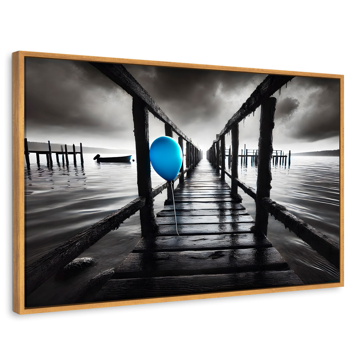 Cuadros Decorativos Canvas Revolution | Azul En El Muelle | Rectangular | Portada | Marco Madera