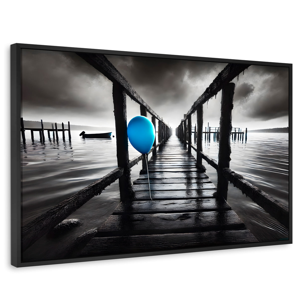 Cuadros Decorativos Canvas Revolution | Azul En El Muelle | Rectangular | Portada | Marco Negro