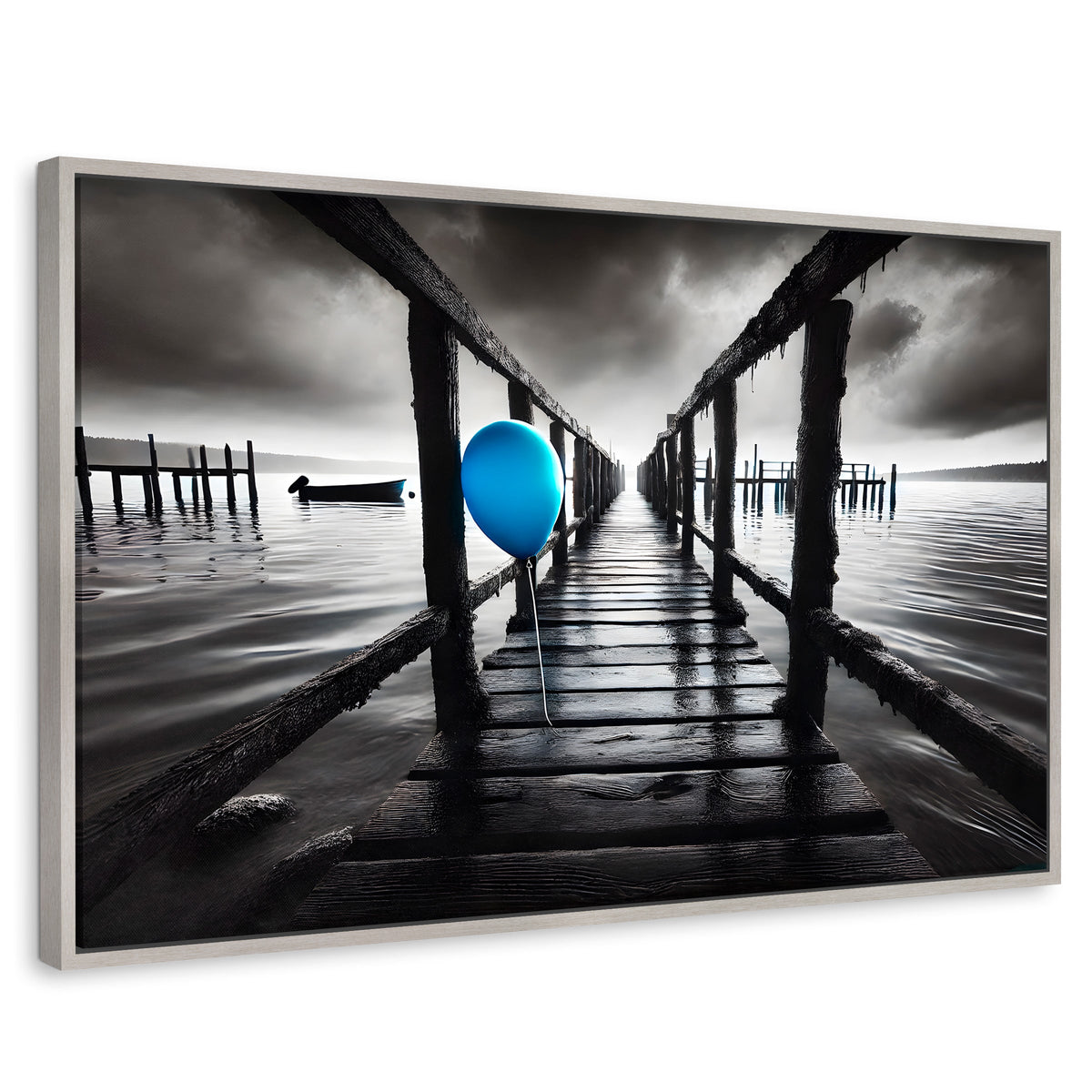 Cuadros Decorativos Canvas Revolution | Azul En El Muelle | Rectangular | Portada | Marco Plateado