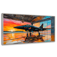 Cuadros Decorativos Canvas Revolution | Base Aerea Ocaso | Panoramico | Portada | Marco Plateado