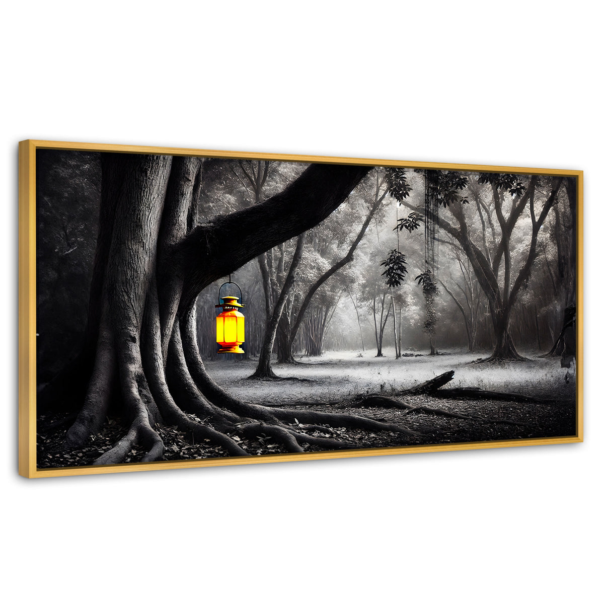 Cuadros Decorativos Canvas Revolution | Bosque Iluminado | Panoramico | Portada | Marco Madera