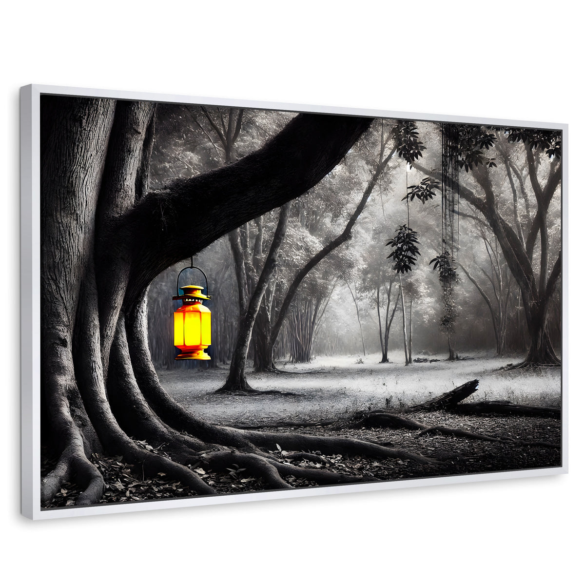 Cuadros Decorativos Canvas Revolution | Bosque Iluminado | Rectangular | Portada | Marco Blanco