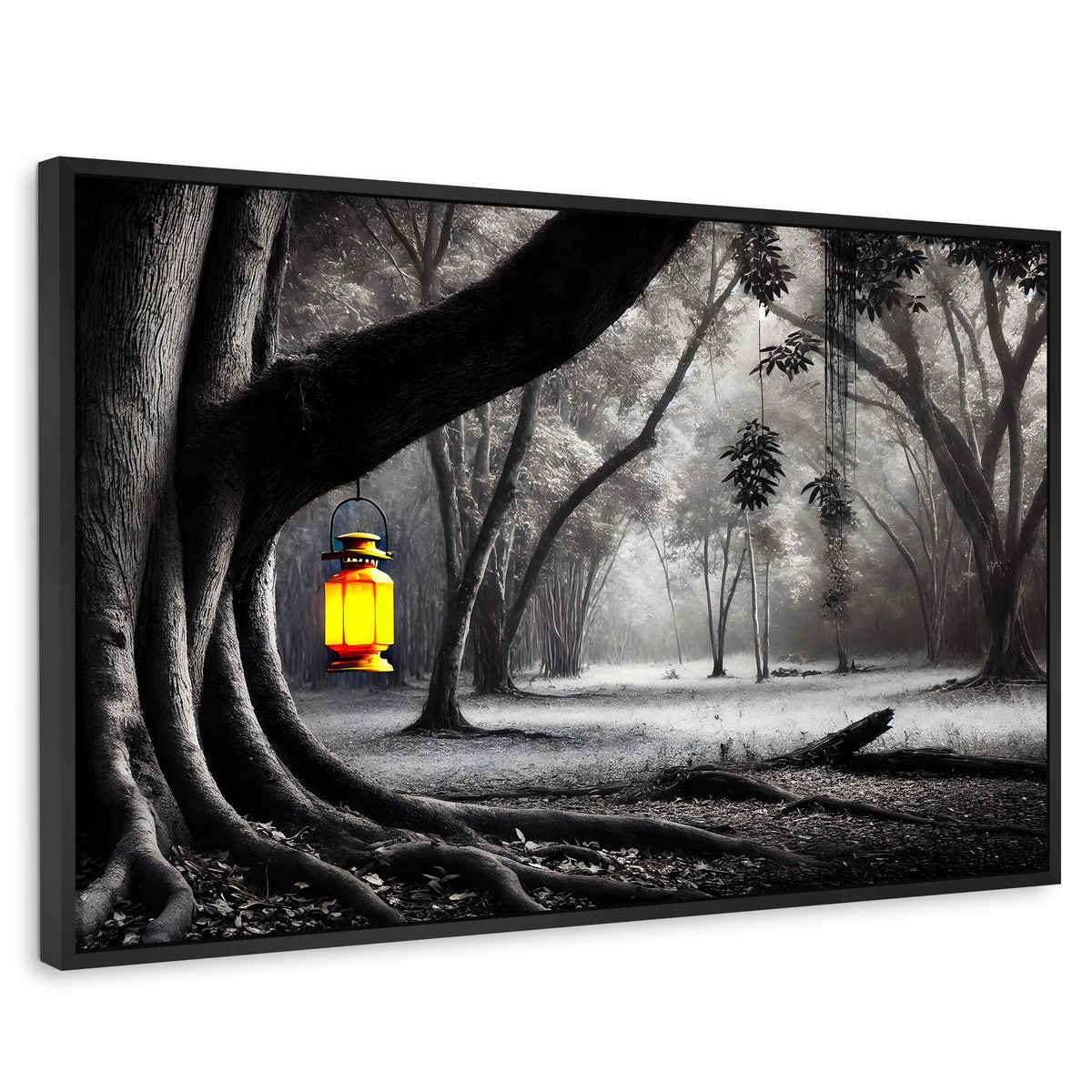 Cuadros Decorativos Canvas Revolution | Bosque Iluminado | Rectangular | Portada | Marco Negro