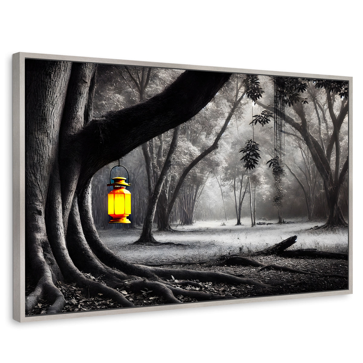 Cuadros Decorativos Canvas Revolution | Bosque Iluminado | Rectangular | Portada | Marco Plateado