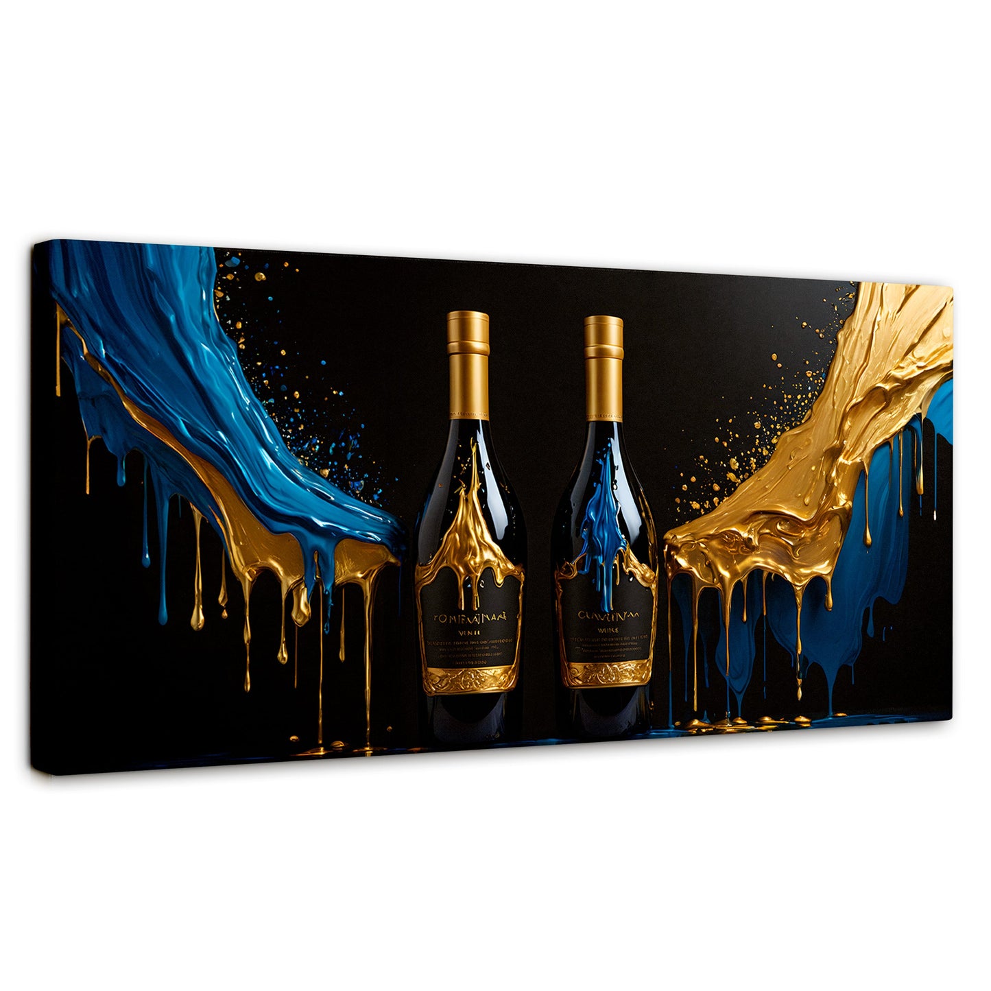 Cuadros Decorativos Canvas Revolution | Botella Azul Dorado | Panoramico | Portada