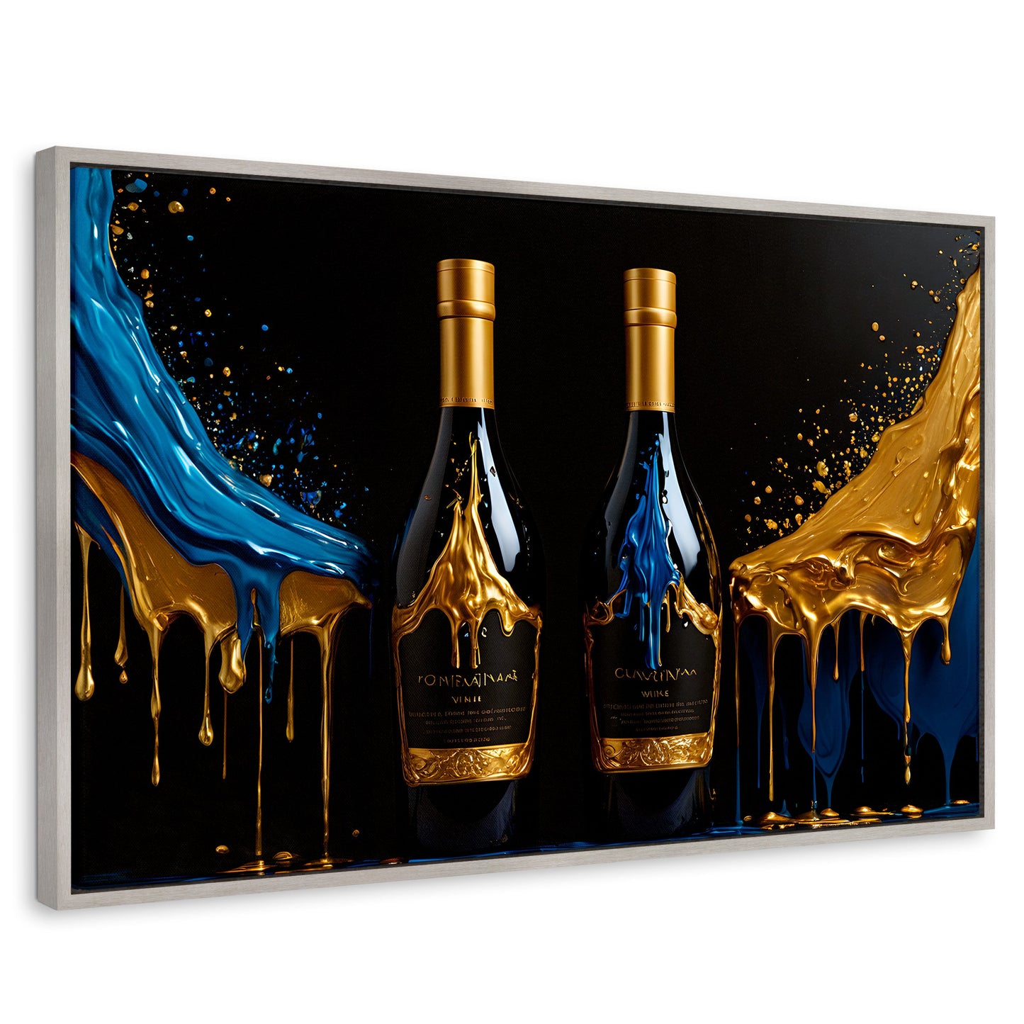 Cuadros Decorativos Canvas Revolution | Botella Azul Dorado | Rectangular | Portada