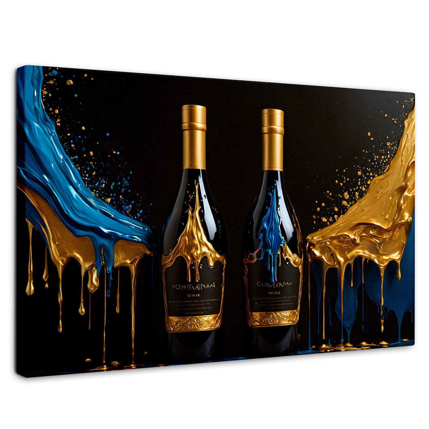 Cuadros Decorativos Canvas Revolution | Botella Azul Dorado | Rectangular | Portada