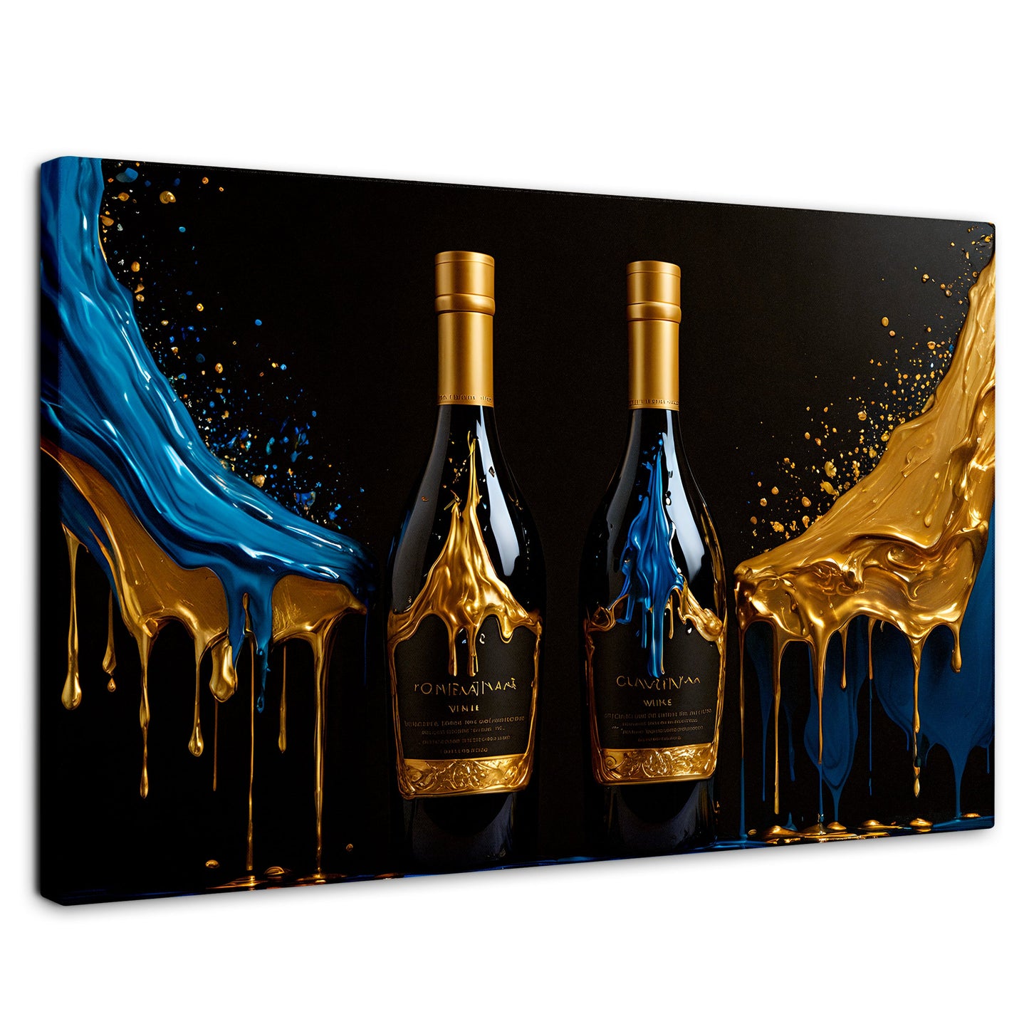 Cuadros Decorativos Canvas Revolution | Botella Azul Dorado | Rectangular | Portada