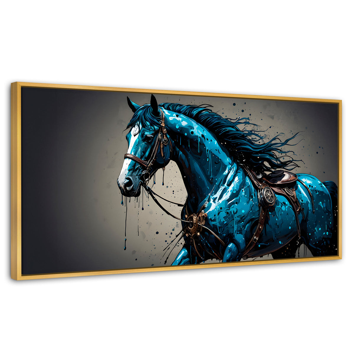 Cuadros Decorativos Canvas Revolution | Brillo Azul Equino | Panoramico | Portada | Marco Madera