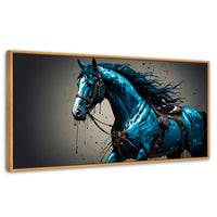 Cuadros Decorativos Canvas Revolution | Brillo Azul Equino | Panoramico | Portada | Marco Negro
