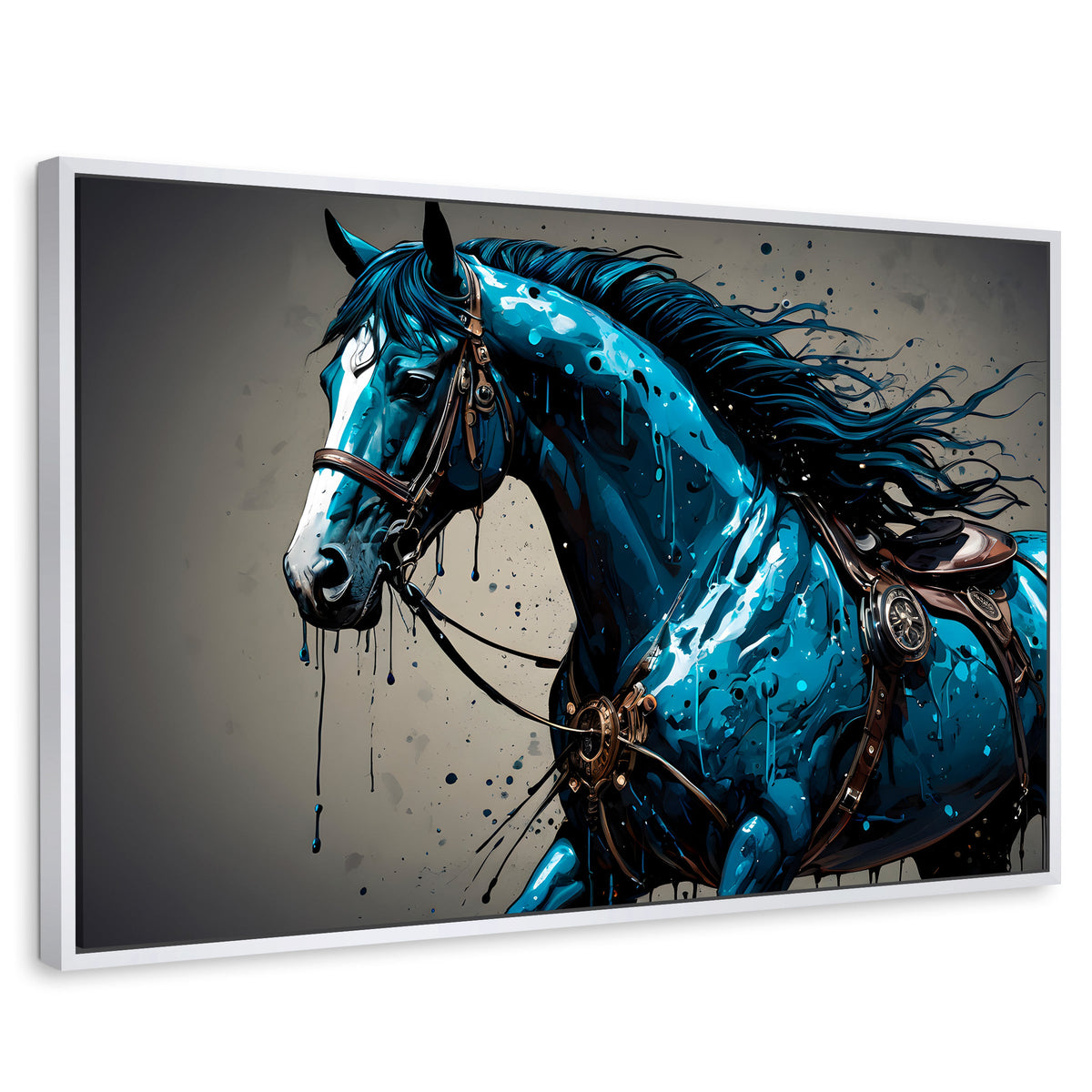 Cuadros Decorativos Canvas Revolution | Brillo Azul Equino | Rectangular | Portada | Marco Blanco