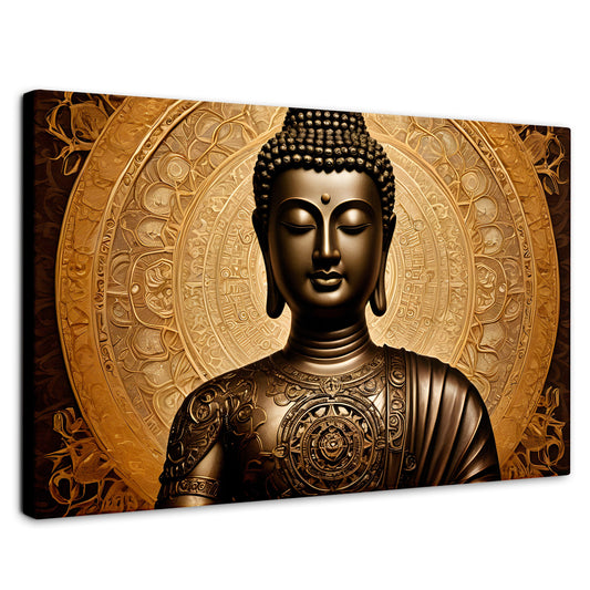 Cuadros Decorativos Canvas Revolution | Buda Astral Dorado | Rectangular | Portada | Marco SinMarco