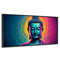 Cuadros Decorativos Canvas Revolution | Buda Sobre Universo | Panoramico | Portada | Marco Plateado