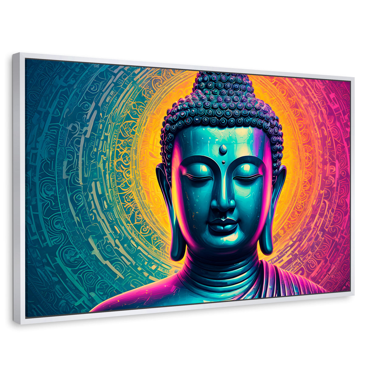 Cuadros Decorativos Canvas Revolution | Buda Sobre Universo | Rectangular | Portada | Marco Blanco