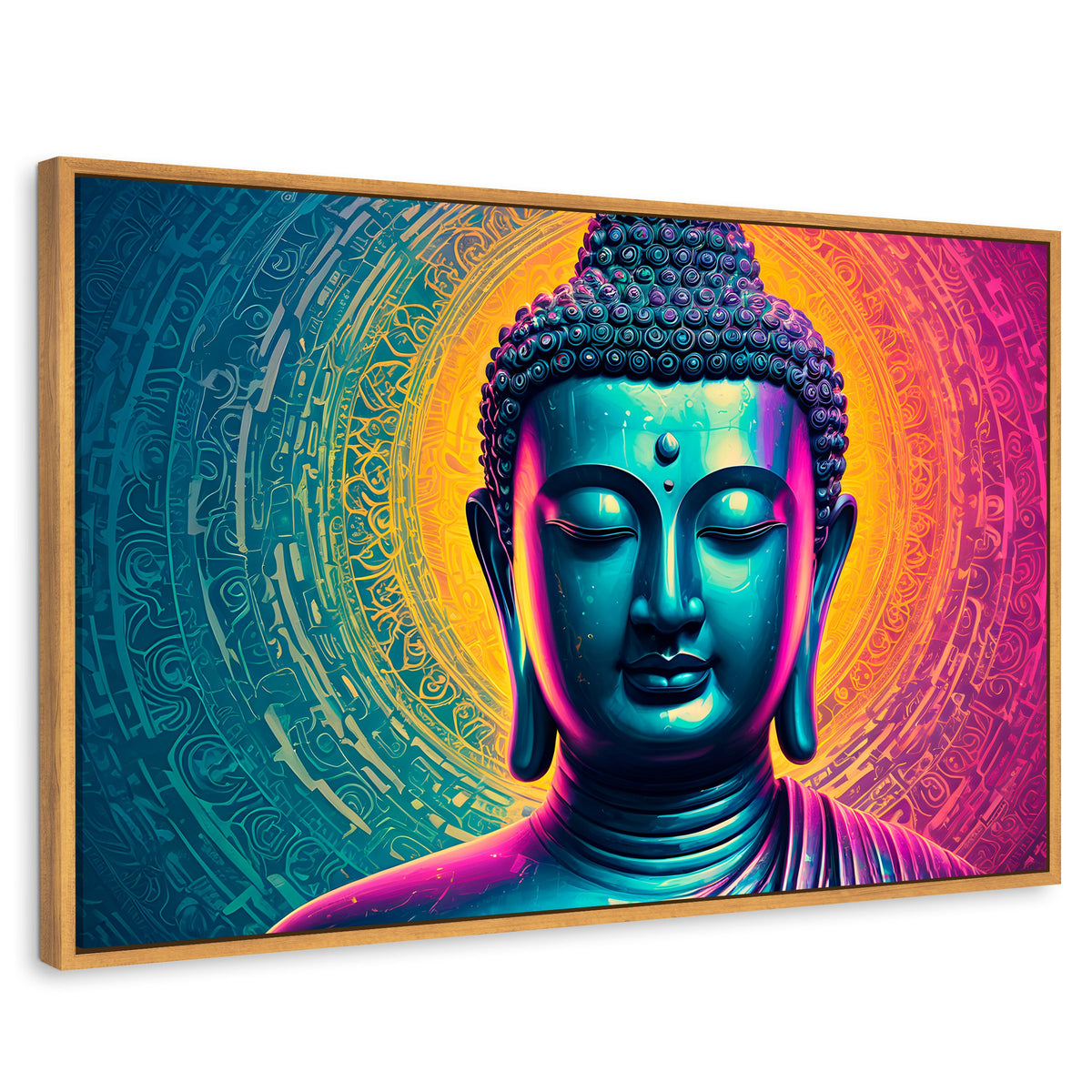 Cuadros Decorativos Canvas Revolution | Buda Sobre Universo | Rectangular | Portada | Marco Madera