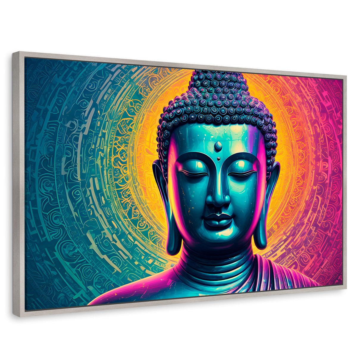 Cuadros Decorativos Canvas Revolution | Buda Sobre Universo | Rectangular | Portada | Marco Plateado