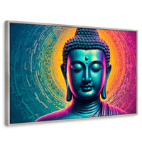 Cuadros Decorativos Canvas Revolution | Buda Sobre Universo | Rectangular | Portada | Marco Plateado