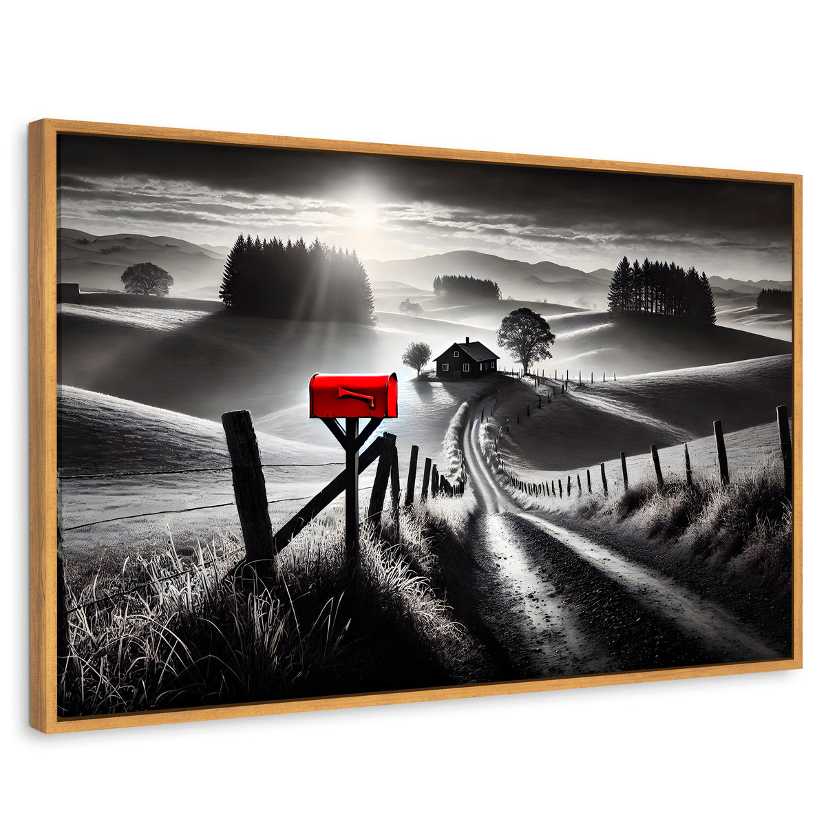 Cuadros Decorativos Canvas Revolution | Buzon En La Pradera | Rectangular | Portada | Marco Madera