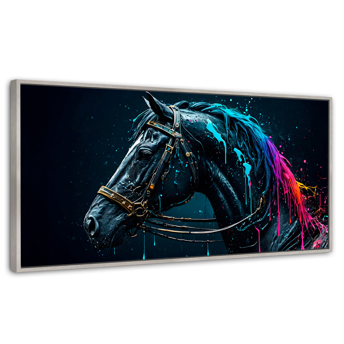 Cuadros Decorativos Canvas Revolution | Caballo Cosmico | Panoramico | Portada | Marco Blanco