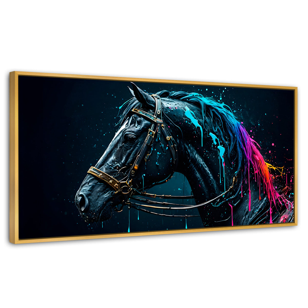 Cuadros Decorativos Canvas Revolution | Caballo Cosmico | Panoramico | Portada | Marco Madera