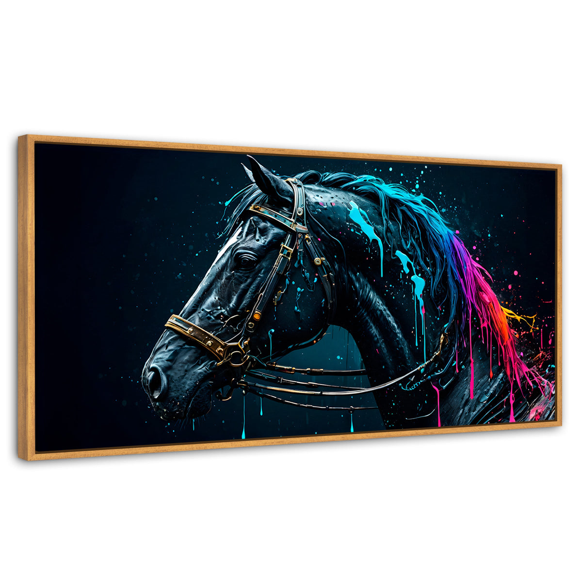 Cuadros Decorativos Canvas Revolution | Caballo Cosmico | Panoramico | Portada | Marco Negro