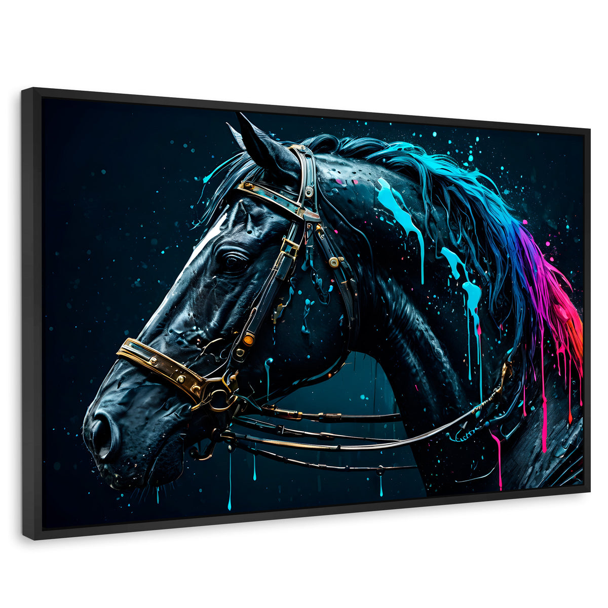 Cuadros Decorativos Canvas Revolution | Caballo Cosmico | Rectangular | Portada | Marco Negro
