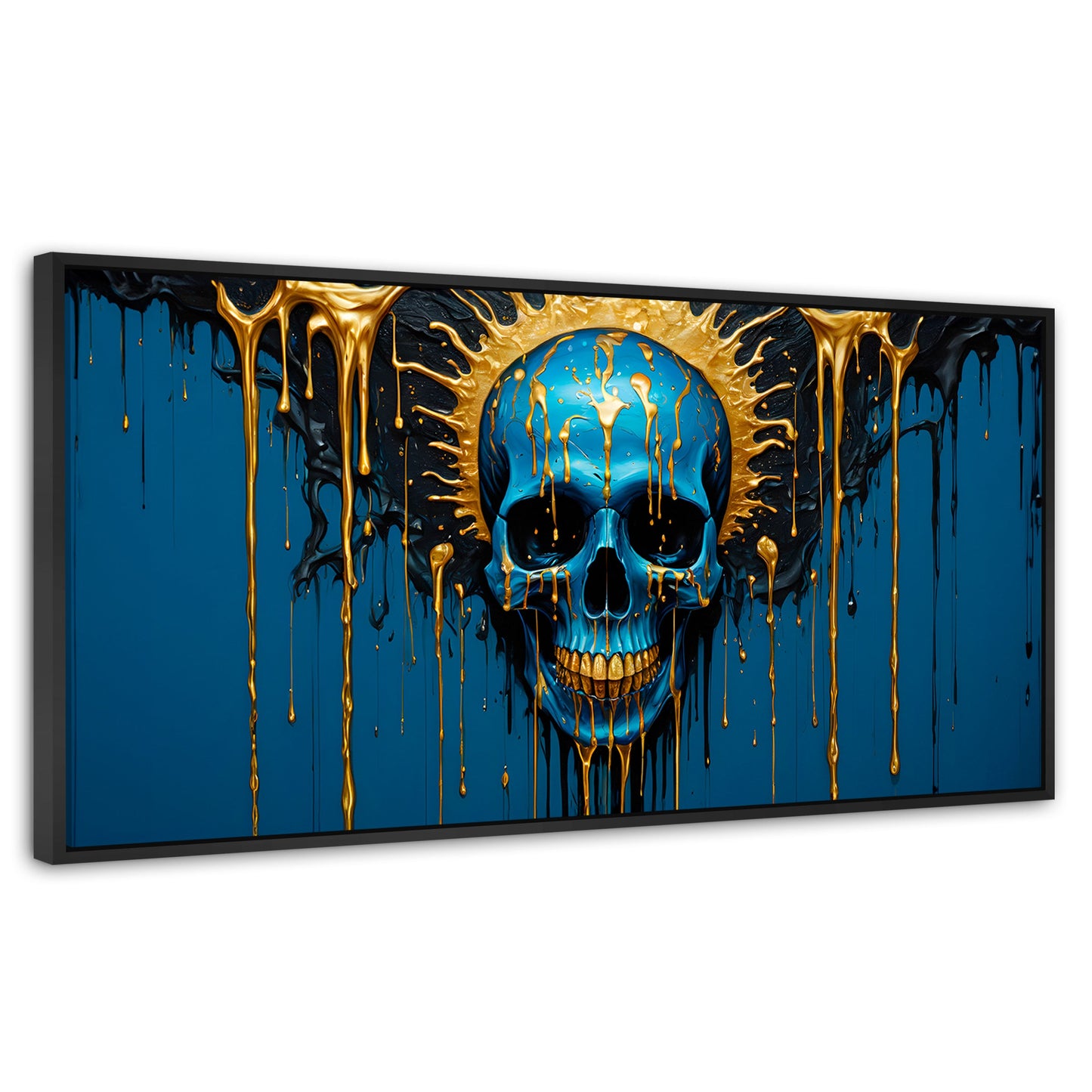 Cuadros Decorativos Canvas Revolution | Calavera Zafiro | Panoramico | Portada | Marco Plateado