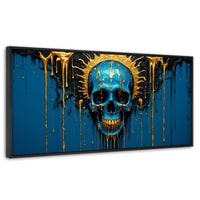 Cuadros Decorativos Canvas Revolution | Calavera Zafiro | Panoramico | Portada | Marco Plateado