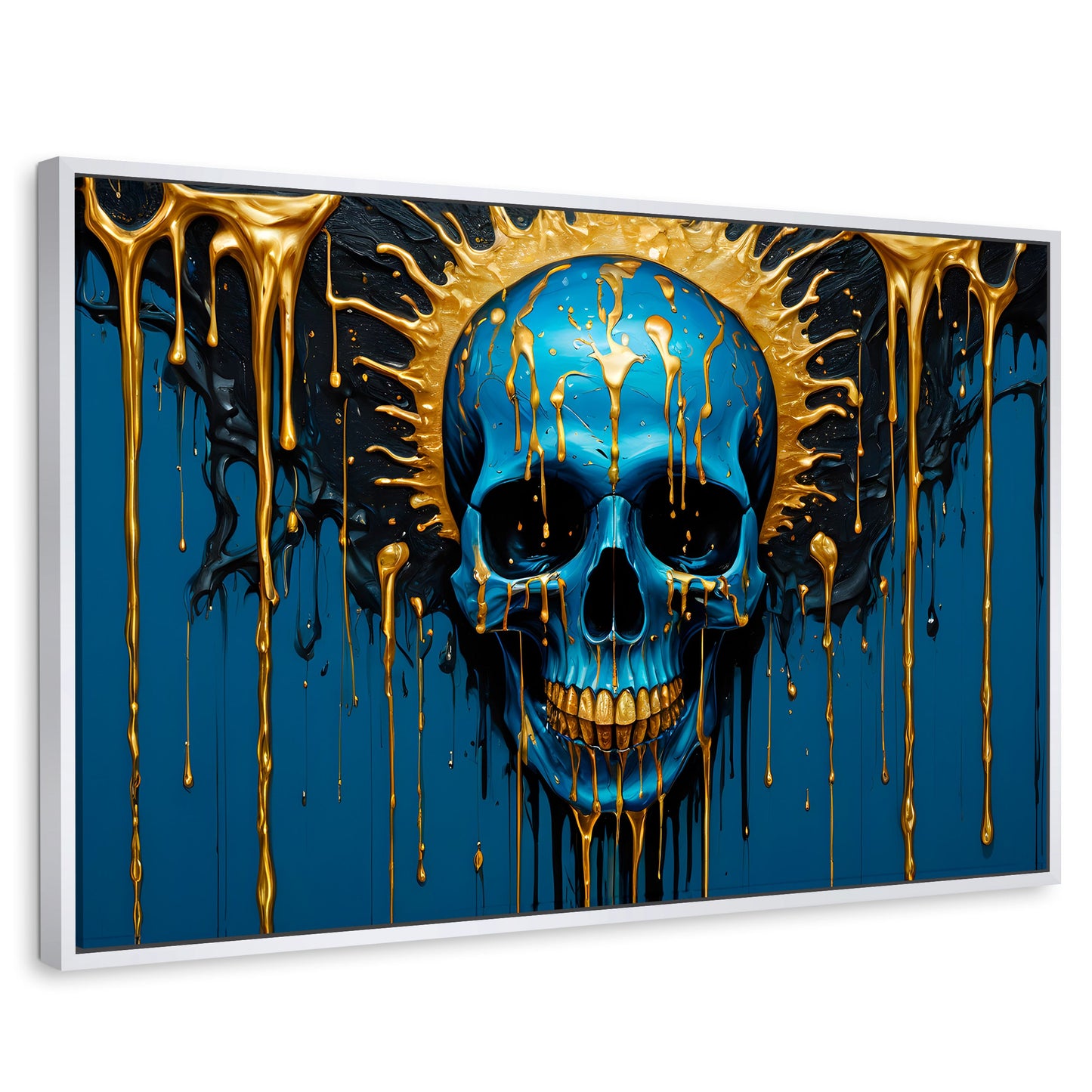 Cuadros Decorativos Canvas Revolution | Calavera Zafiro | Rectangular | Portada | Marco Blanco