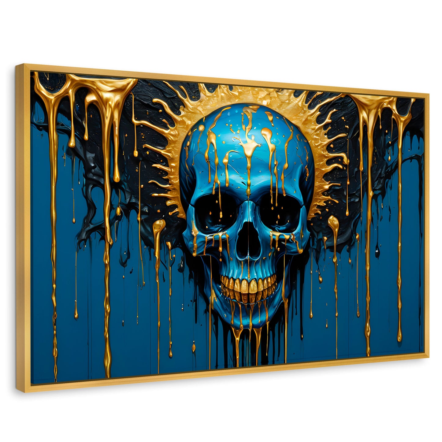 Cuadros Decorativos Canvas Revolution | Calavera Zafiro | Rectangular | Portada | Marco Dorado