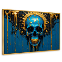 Cuadros Decorativos Canvas Revolution | Calavera Zafiro | Rectangular | Portada | Marco Dorado