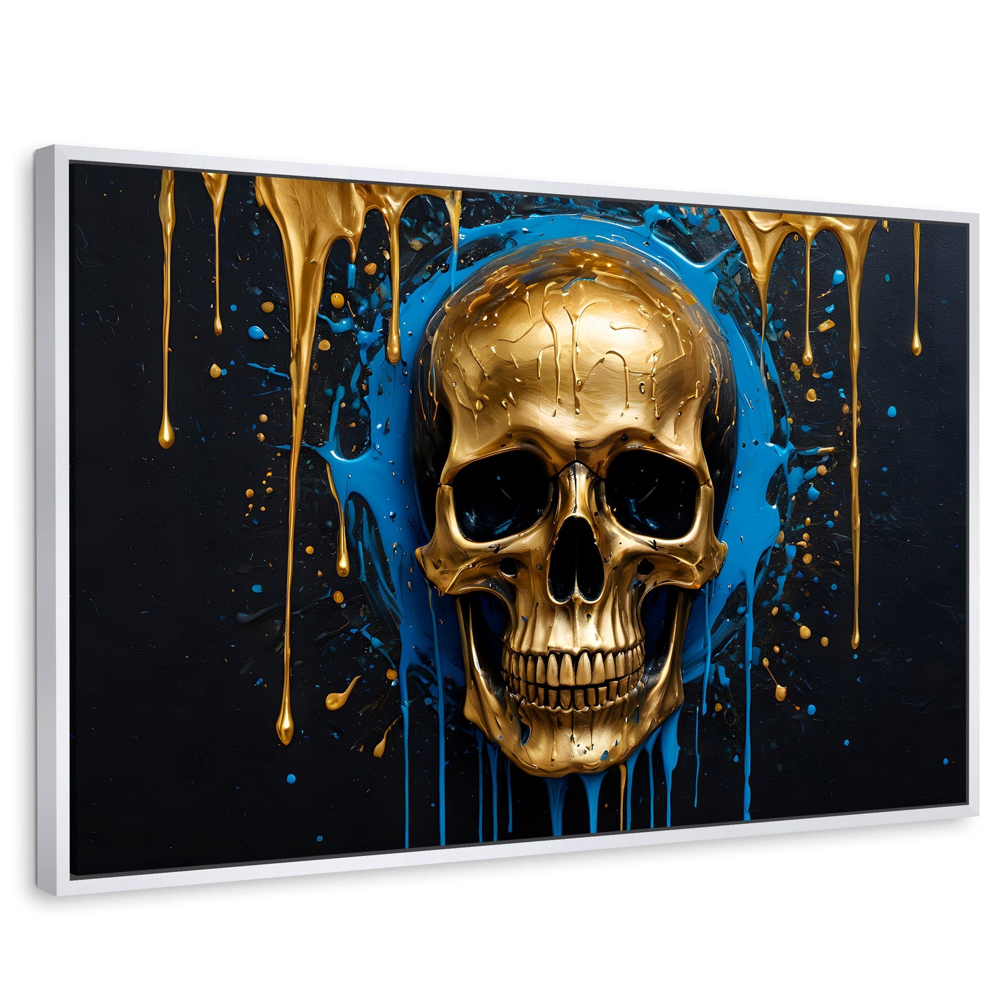 Cuadros Decorativos Canvas Revolution | Calvera Azul Dorado | Rectangular | Portada | Marco Blanco