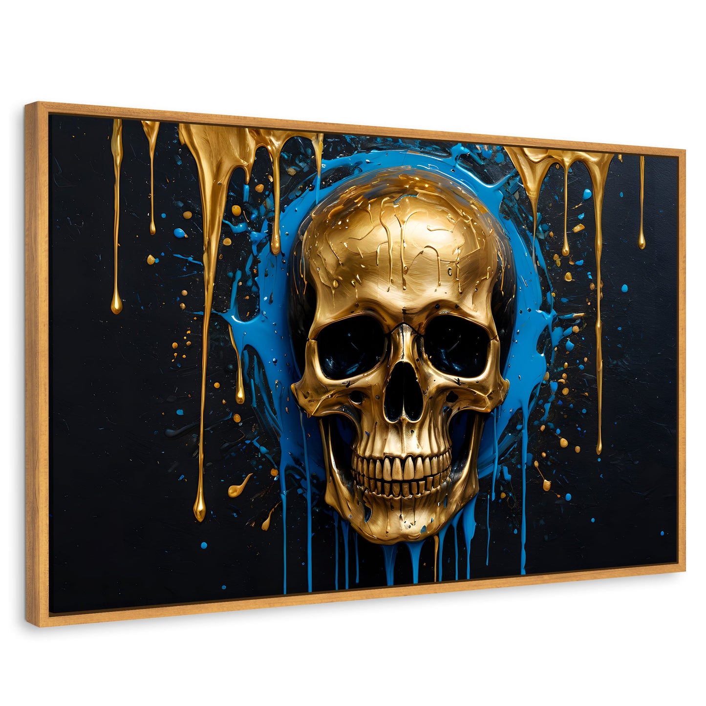 Cuadros Decorativos Canvas Revolution | Calvera Azul Dorado | Rectangular | Portada | Marco Madera