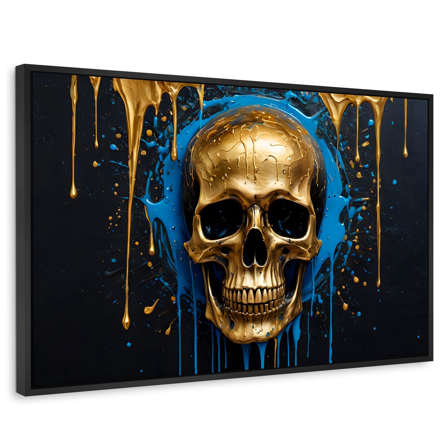 Cuadros Decorativos Canvas Revolution | Calvera Azul Dorado | Rectangular | Portada | Marco Negro