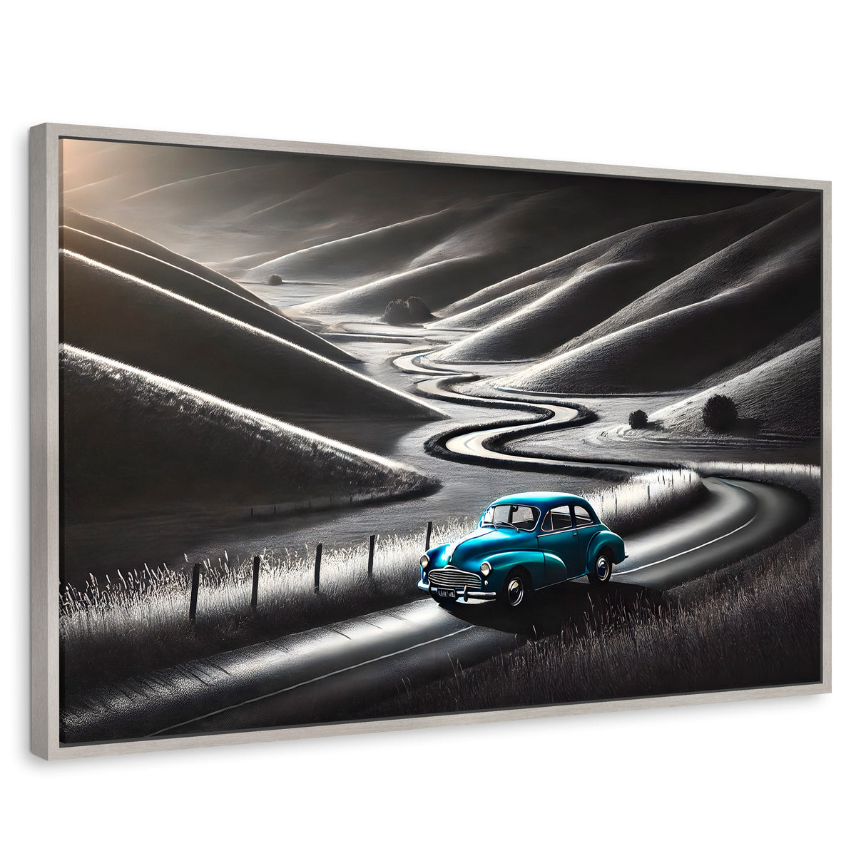 Cuadros Decorativos Canvas Revolution | Carretera Celeste | Rectangular | Portada | Marco Plateado