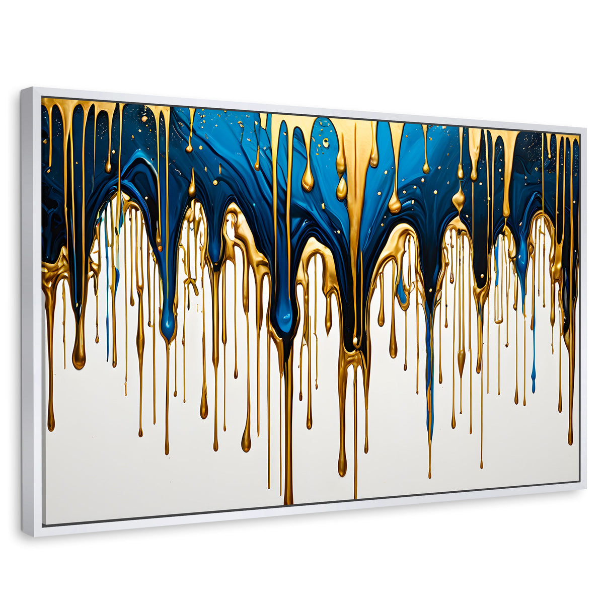 Cuadros Decorativos Canvas Revolution | Cascada Azul Dorado | Rectangular | Portada | Marco Blanco