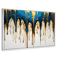 Cuadros Decorativos Canvas Revolution | Cascada Azul Dorado | Rectangular | Portada | Marco Blanco