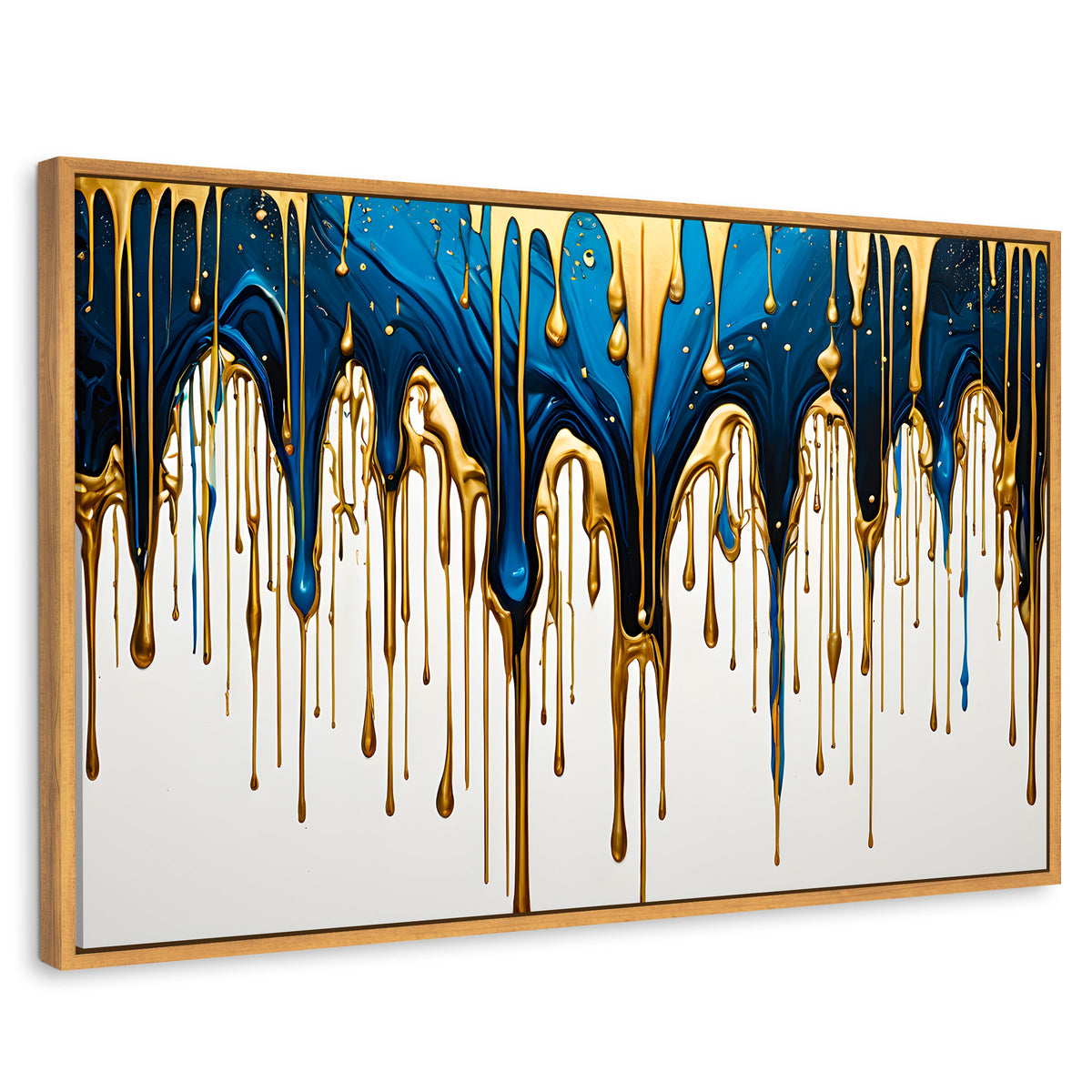 Cuadros Decorativos Canvas Revolution | Cascada Azul Dorado | Rectangular | Portada | Marco Madera
