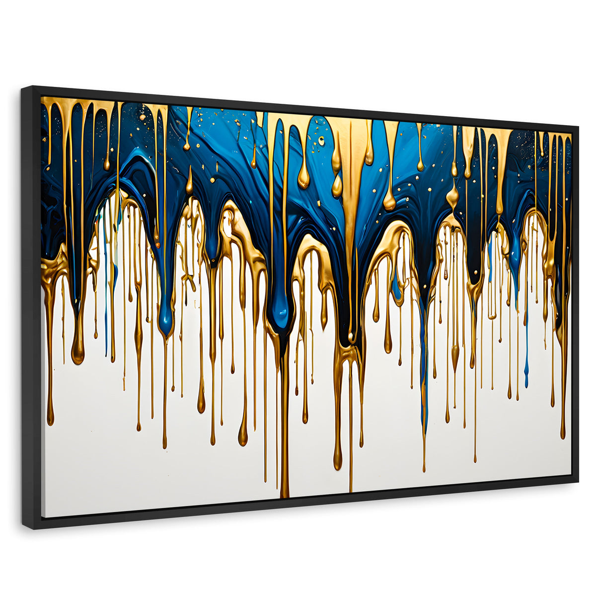 Cuadros Decorativos Canvas Revolution | Cascada Azul Dorado | Rectangular | Portada | Marco Negro
