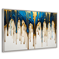 Cuadros Decorativos Canvas Revolution | Cascada Azul Dorado | Rectangular | Portada | Marco Plateado