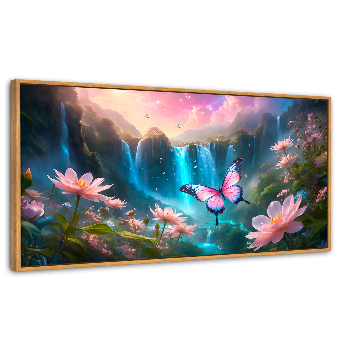 Cuadros Decorativos Canvas Revolution | Cascada De Alas | Panoramico | Portada | Marco Negro