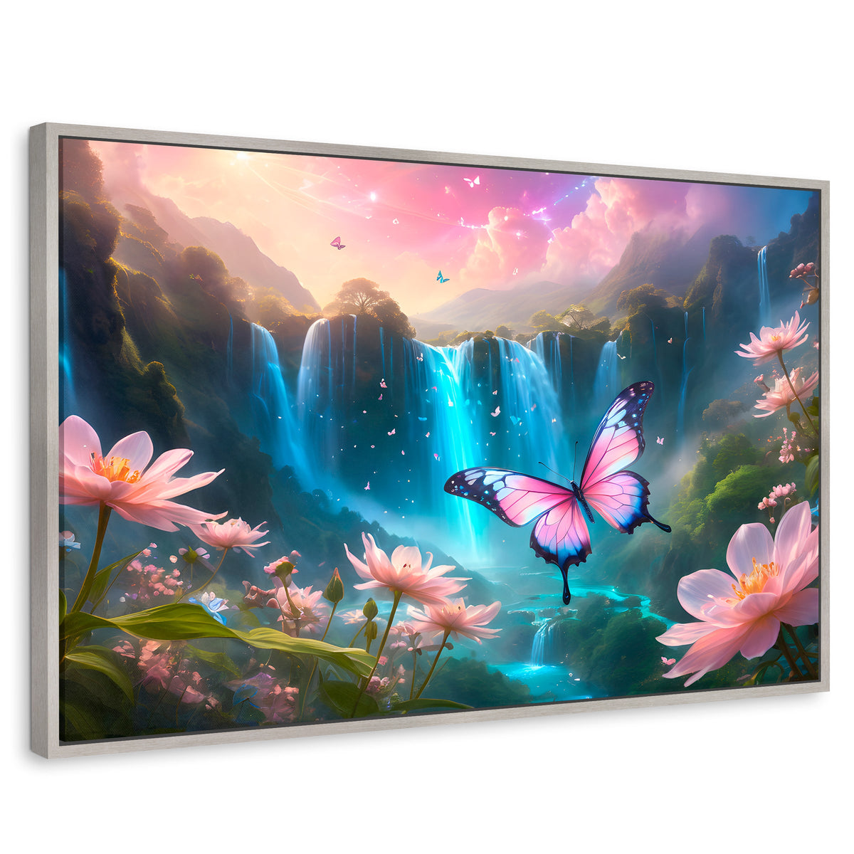 Cuadros Decorativos Canvas Revolution | Cascada De Alas | Rectangular | Portada | Marco Plateado