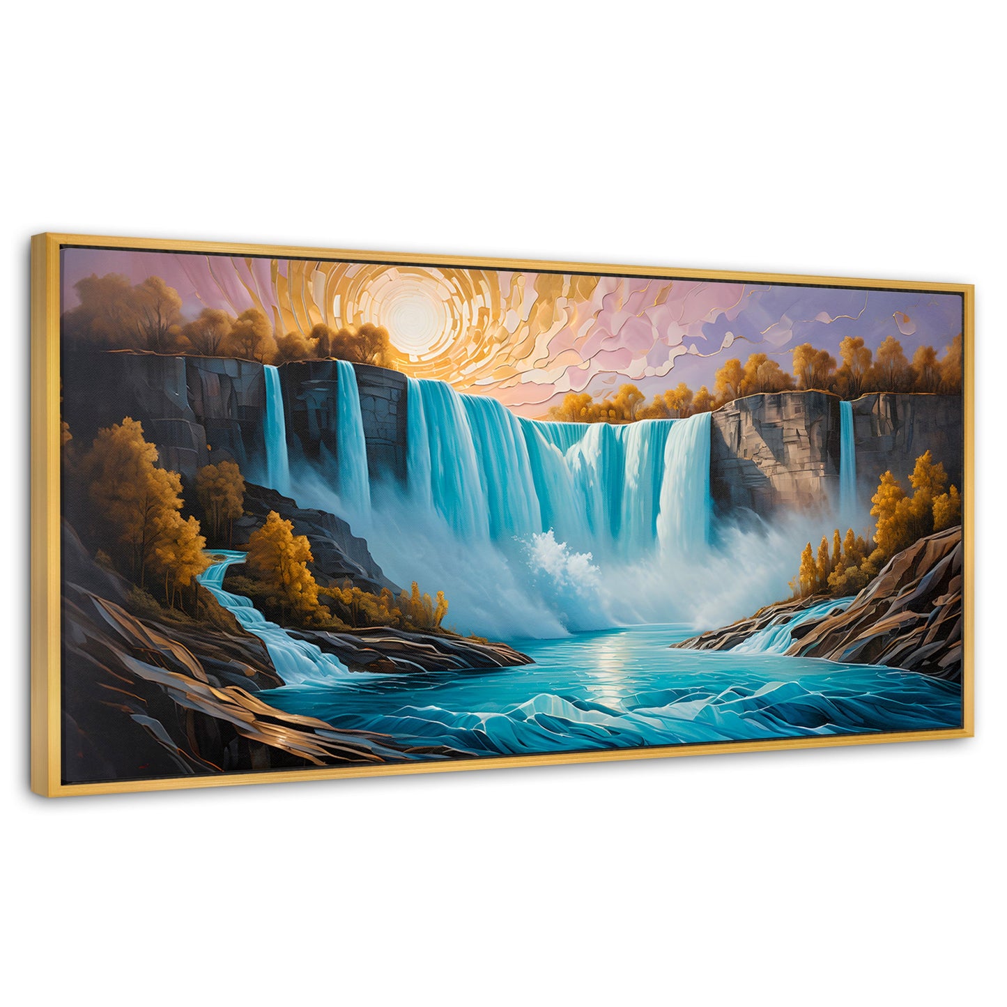 Cuadros Decorativos Canvas Revolution | Cascada Dorada Sol | Panoramico | Portada