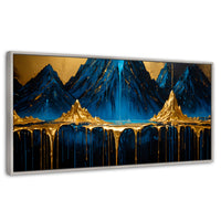 Cuadros Decorativos Canvas Revolution | Cascadas Doradas | Panoramico | Portada | Marco Blanco
