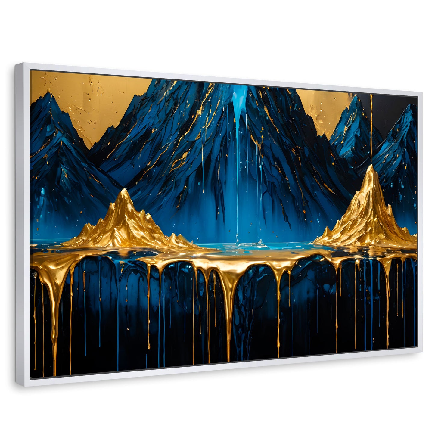 Cuadros Decorativos Canvas Revolution | Cascadas Doradas | Rectangular | Portada | Marco Blanco