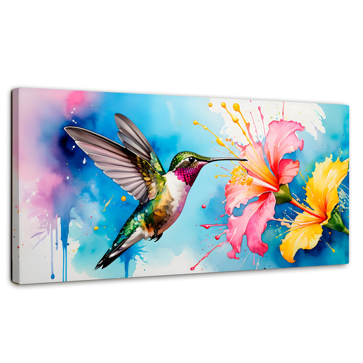 Cuadros Decorativos Canvas Revolution | Colibri Abstracto | Panoramico | Portada | Marco SinMarco