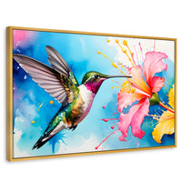 Cuadros Decorativos Canvas Revolution | Colibri Abstracto | Rectangular | Portada | Marco Dorado